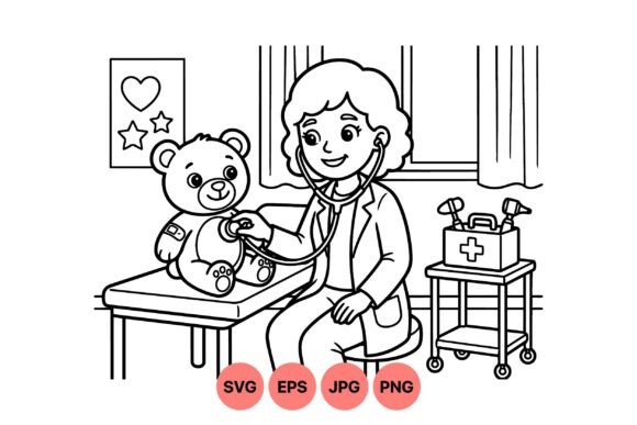 Cute Doctor Teddy Bear SVG