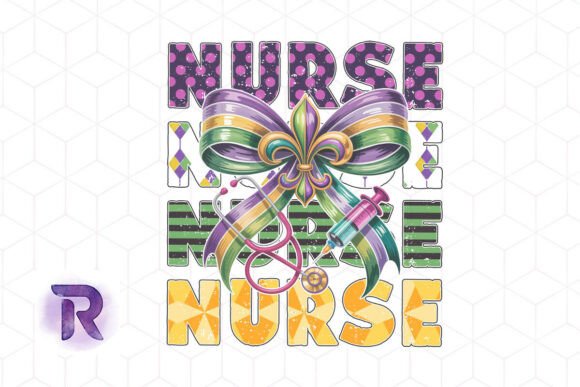 Festive Mardi Gras Nurse Sublimation PNG