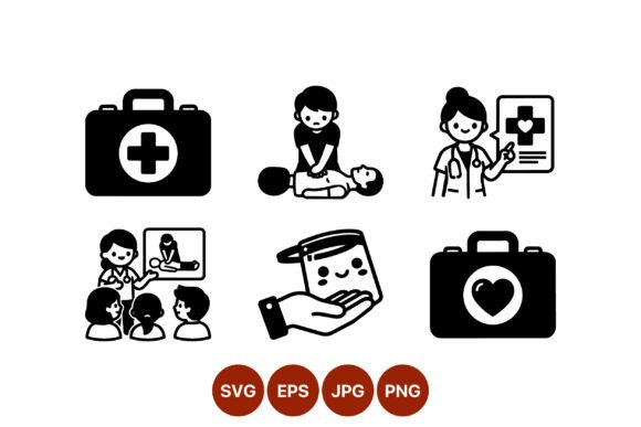 First Aid and CPR Medical Vector Icons