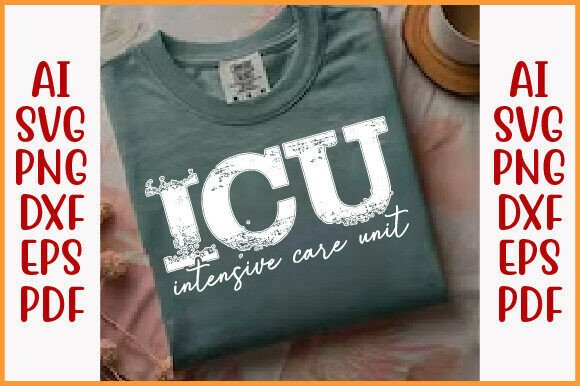 ICU Nurse Shirt, Blue Toile Intensive