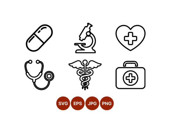 Medical Line Art Vector Icons Set