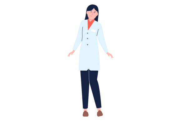Medical Staff Color Character. Woman in