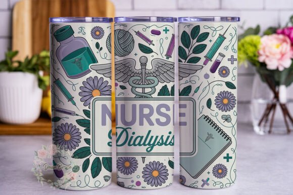 Nurse Dialysis Floral 20oz Tumbler Wrap