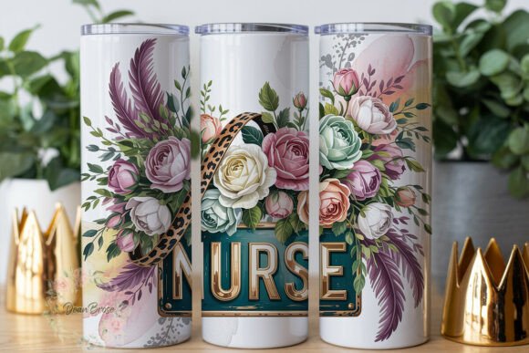 Nurse Floral Bouquet 20oz Tumbler Wrap