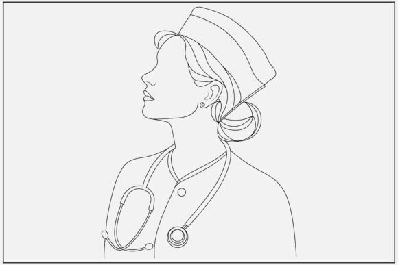 Nurse Line Art Simple Style