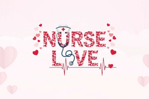 Nurse Love Medical Typography with Heart