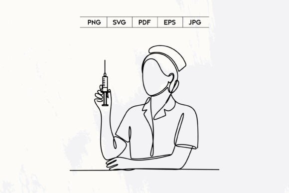 Nurse Vaccine Line Art Design