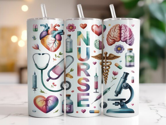 Pastel Nurse 20oz Tumbler Wrap Design